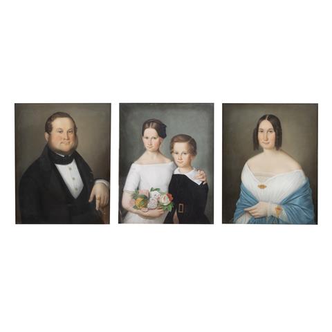 3 Portraits einer Kaufmannsfamilie