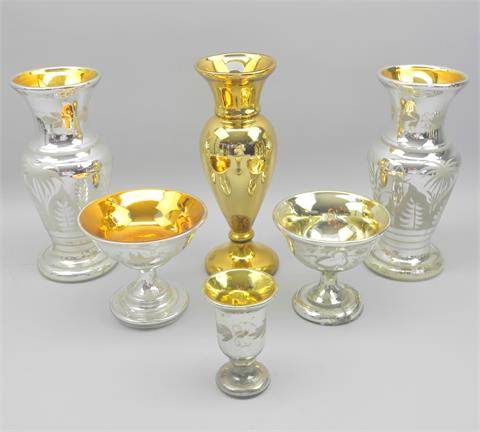 Konvolut von Vasen aus Silberglas