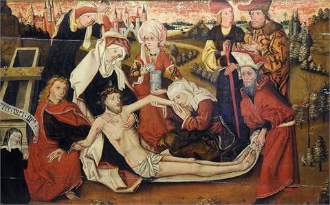 Meisterliches Tafel-Gemälde "Beweinung Jesu"