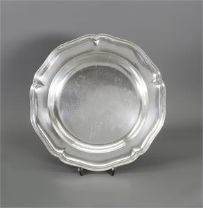 massiver Kristall Glas Aschenbecher mit 800 Silbermontur von 1929 