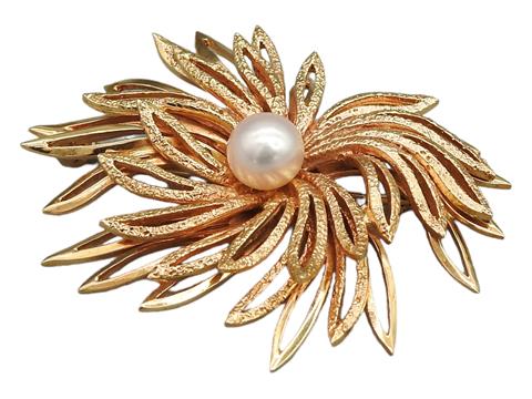 Blumenförmige Brosche mit Perle