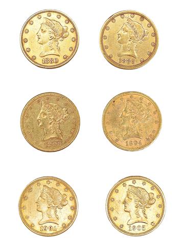 Konvolut aus 6 Goldmünzen