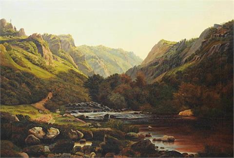 Emil Theodor Richter, Berglandschaft mit Fluss