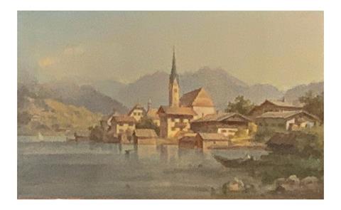 Eduard Merk (1816 München – 1888 ebd.), Ansicht Egern vom See aus