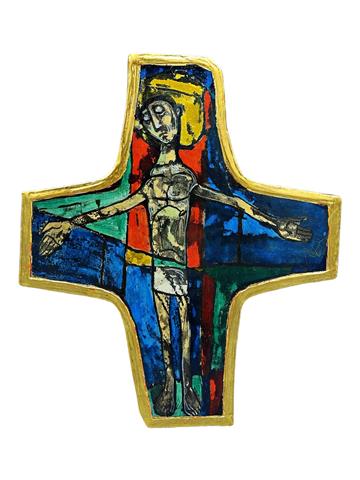 Handbemaltes Kreuz mit Christus