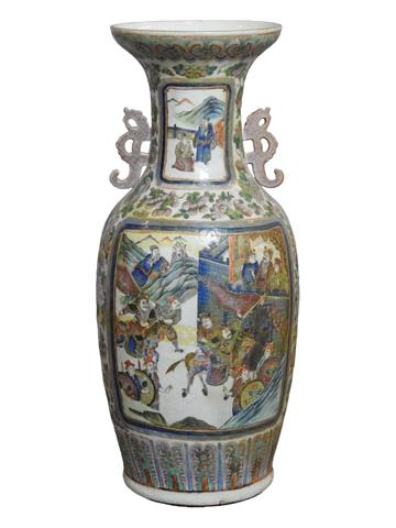 Chinesische Rosenmedaillon-Vase im Kanton-Stil