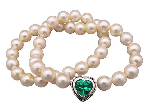 Prächtiges Perlen-Collier mit kolumbianischen Smaragd