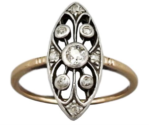 Jugendstil-Ring mit Diamantbesatz