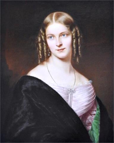 Joseph Karl Stieler (1781 Mainz – 1858 München), Portrait einer Dame mit Brennlockenfrisur