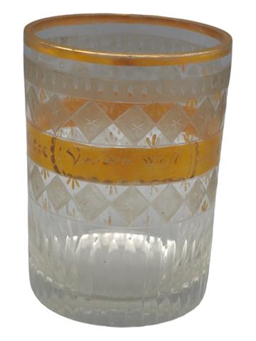Wasserglas mit Schliff- und Golddekor