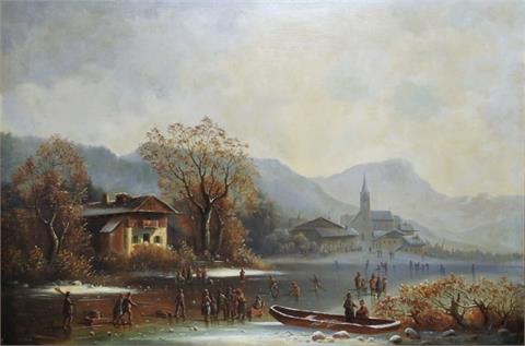 Anton Doll (1826 München – 1887 ebenda), Winterliches Eisvergnügen
