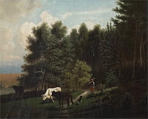 Hermann Meyerheim, Kuhherde auf einer Waldlichtung
