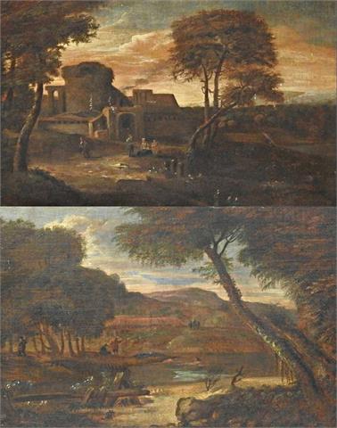 Wohl Adriaen F. Boudewijns (1644 Brüssel -1711 Brüssel), Zwei Landschaftsgegenstücke