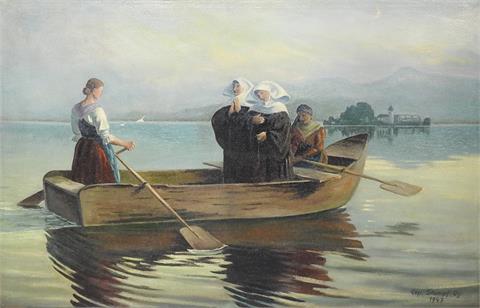 Gemälde Klosterfrauen im Gebet bei der Seeüberfahrt