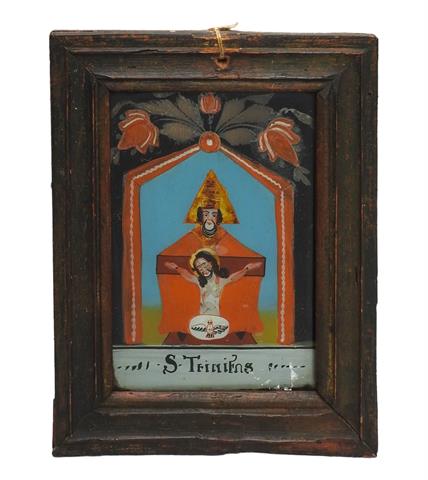 Hinterglasbild mit Darstellung des Heiligen Trinitus