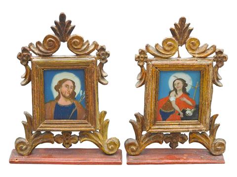Paar Hinterglasbilder mit den Heiligen Josef und Maria Magdalena