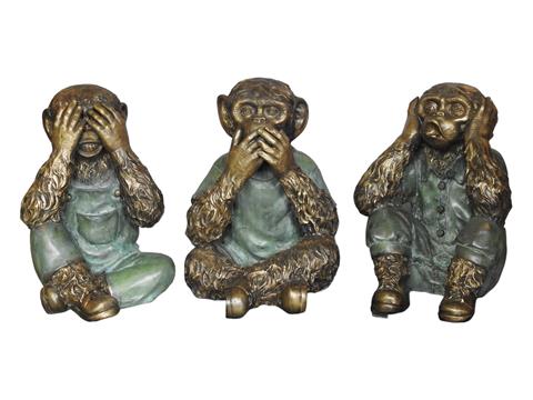 3  Affen Bronzefiguren