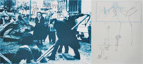 Joseph Beuys (Krefeld 1921 – Düsseldorf 1986), 2 Postkarten zum Thema „7000 Eichen“