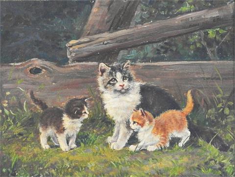 Benno Kögl (Greding 1892 - München 1969), Miniaturgemälde Katzen