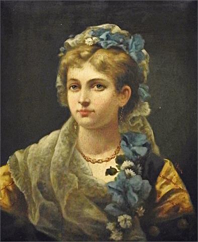 Bildnis einer jungen Dame mit Blumenschmuck