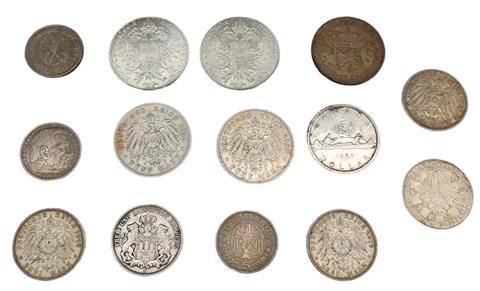 Konvolut von 15 Silbermünzen