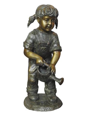 Mädchen mit Gießkanne, Brunnenfigur aus Bronze