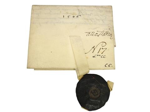 Urkunde aus dem Jahr 1506 zum Kauf des Hauses Heuport