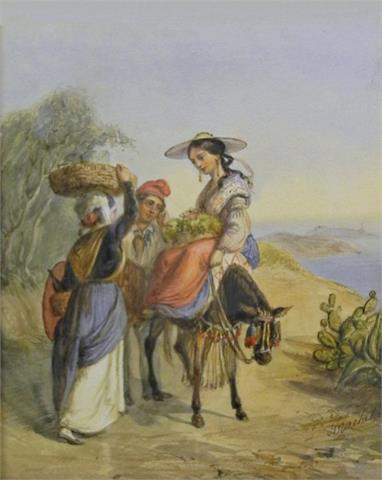 Ercole Trachel (1820 Nizza - 1872 ebenda), "Paysans de Nice"