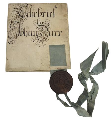 Lehrbrief aus dem Jahr 1788 für Johann Dürr