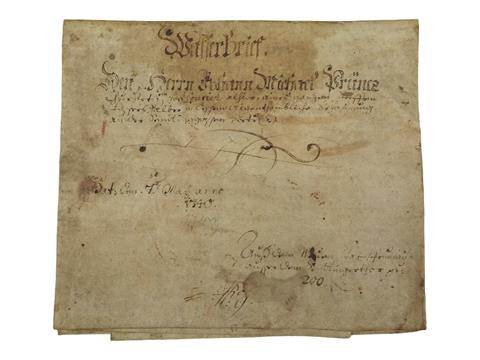 Urkunde bzw. Wasserbrief aus dem Jahr 1740 der Stadt München