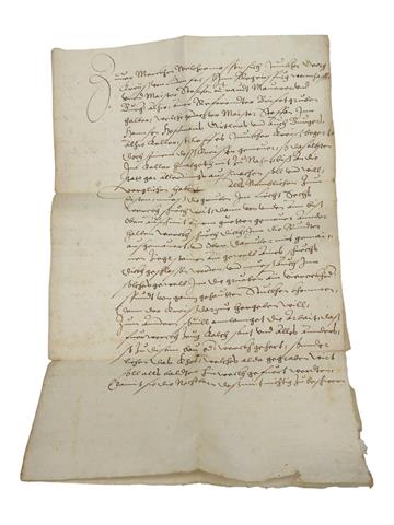 Urkunde aus dem Jahr 1593 von Georg Krayss, Besitzer des Hauses Heuport