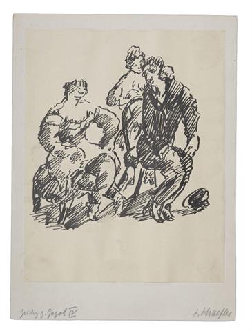 Fritz Schaefler, Zu Gogol: Szene mit drei Personen um 1918