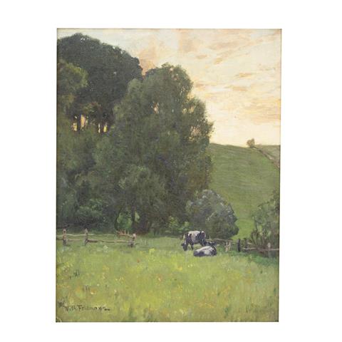 Wilhelm Feldmann (geb. 1859 Lüneburg - 1932 Lübeck), Landschaft mit grasenden Kühen