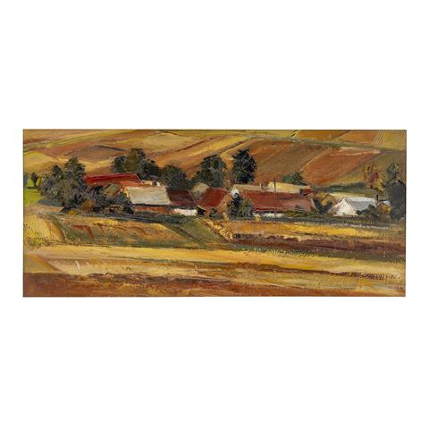 Emanuel Famira, Gemälde Landschaft mit Bauernhöfen
