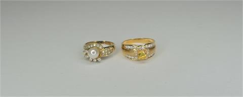 Perlen- und Citrin-Diamant-Ringe