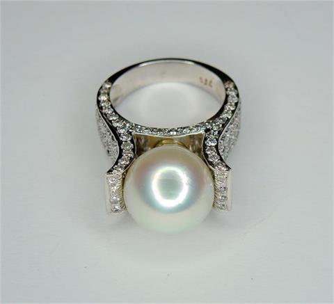 Weißgold-Diamant-Perlenring
