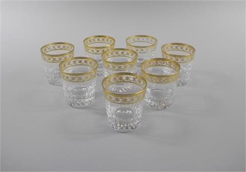 8 Kristallglas-Gläser mit Goldrand