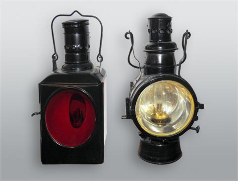 Paar alter Eisenbahnerlampen