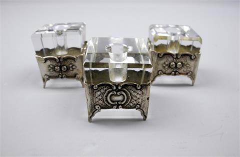 3 Kerzenhalter mit Silber-Fassungen