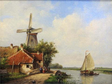 Niederländische Landschaft mit Windmühle