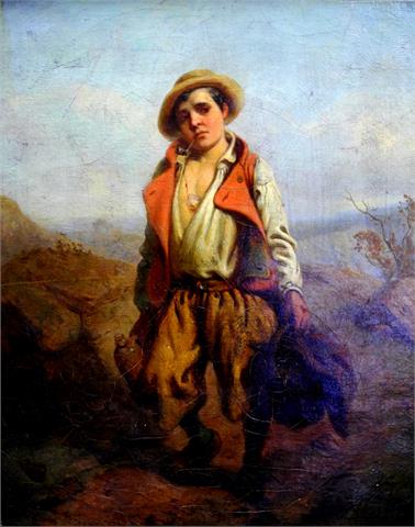 Junger Wandersmann mit Pfeife und Hut