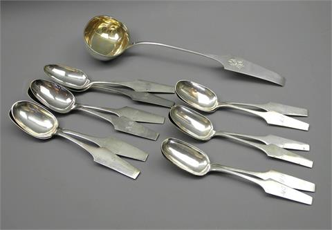 Große Silber-Löffel und Silber-Suppenkelle