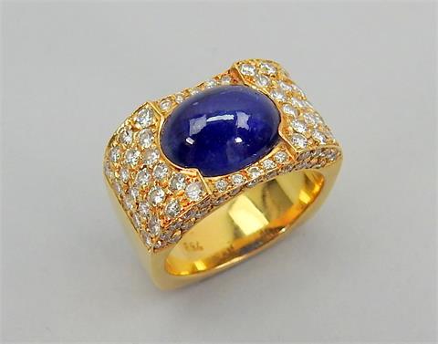 Saphir-Diamant-Ring mit Goldfassung