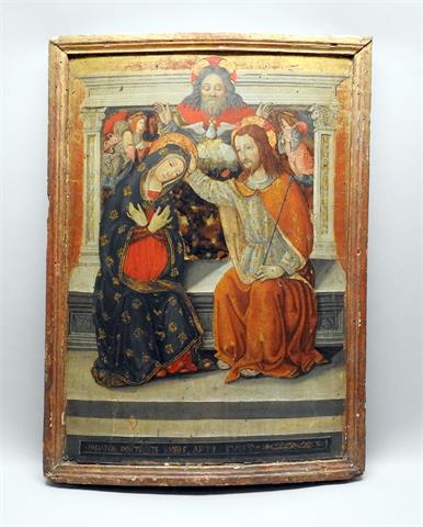Meisterliches Tafel-Gemälde "Krönung Mariens"