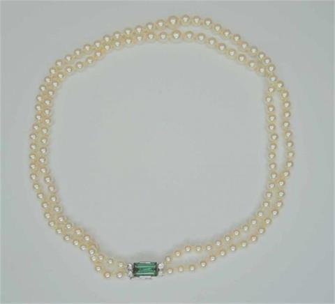 2-reihige Perlenkette mit Turmalin