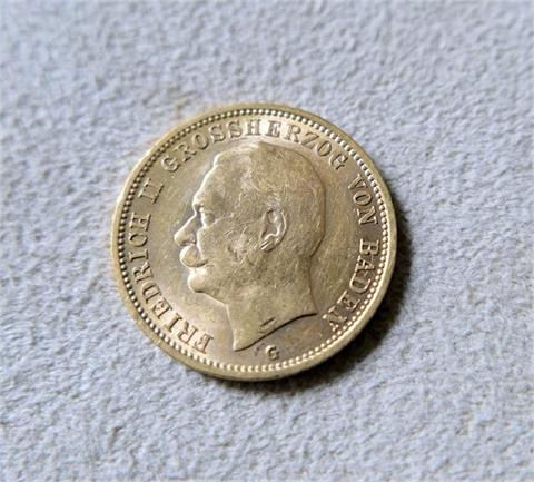 Goldmünze, 20 Reichsmark Friedrich II. Großherzog von Baden