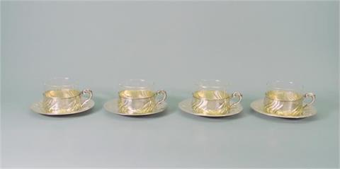 Vier Teegläser mit Silber-Montur