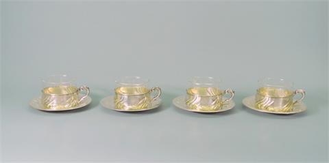 Vier Teegläser mit Silbermontur