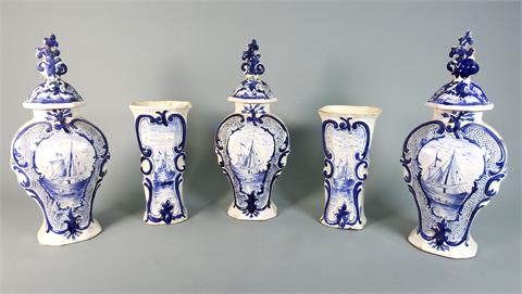 Konvolut von fünf Delfter Vasen