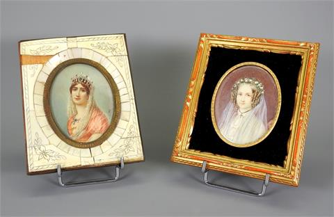 Paar Biedermeier-Miniaturen